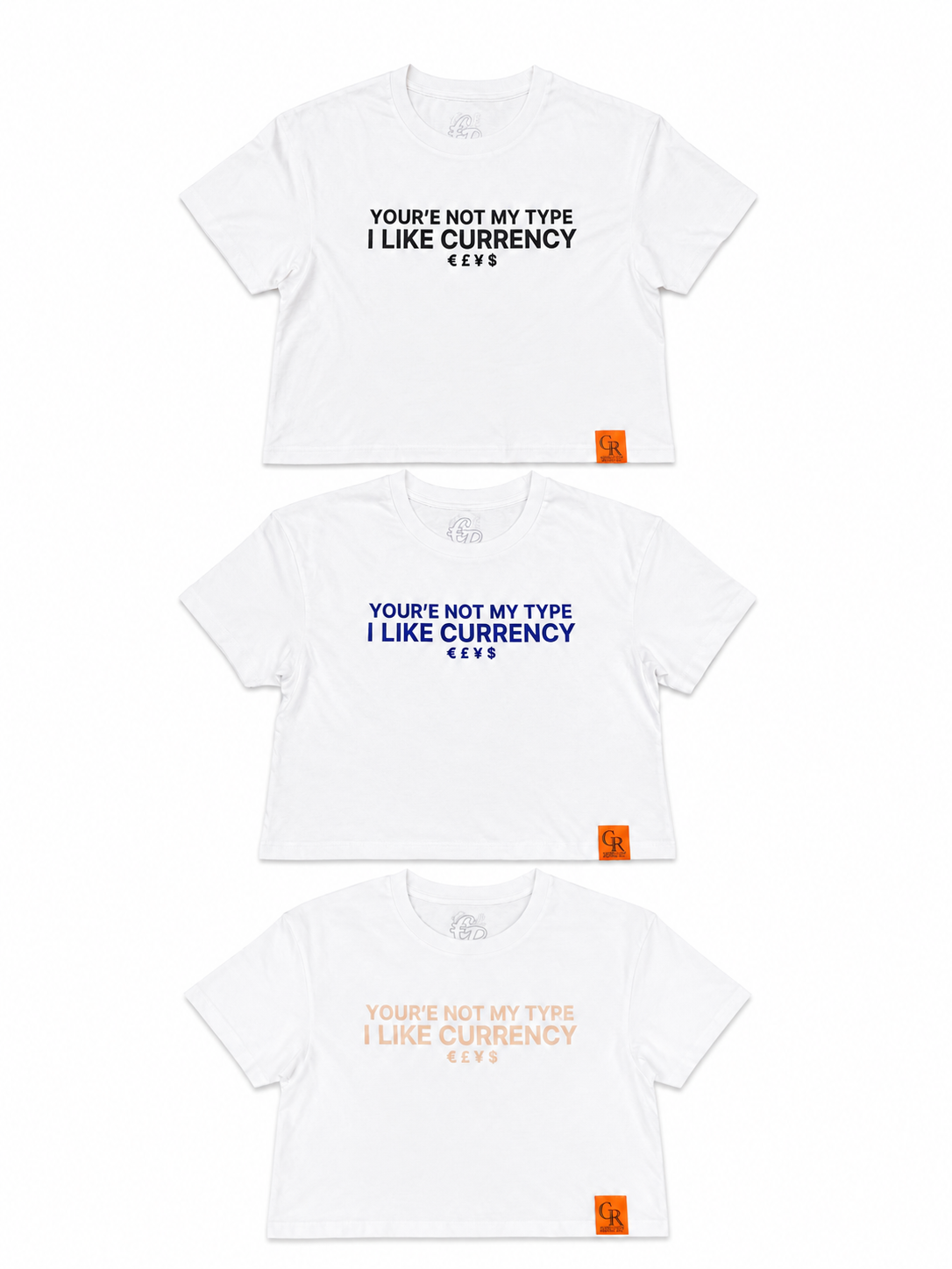 “You’re Not My Type I Like Currency” Loose Crop Tees
